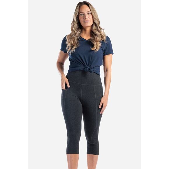 Fishers Finery Womens XL Super High Rise Active 18" Capri Heather Gray Workout - Picture 2 of 5